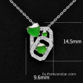 18K Gold Gold Diamond Green Color Jadeite Charms